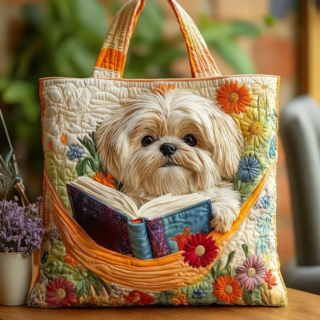 Torba Artisan - Shih Tzu z Książkami i Kwiatami