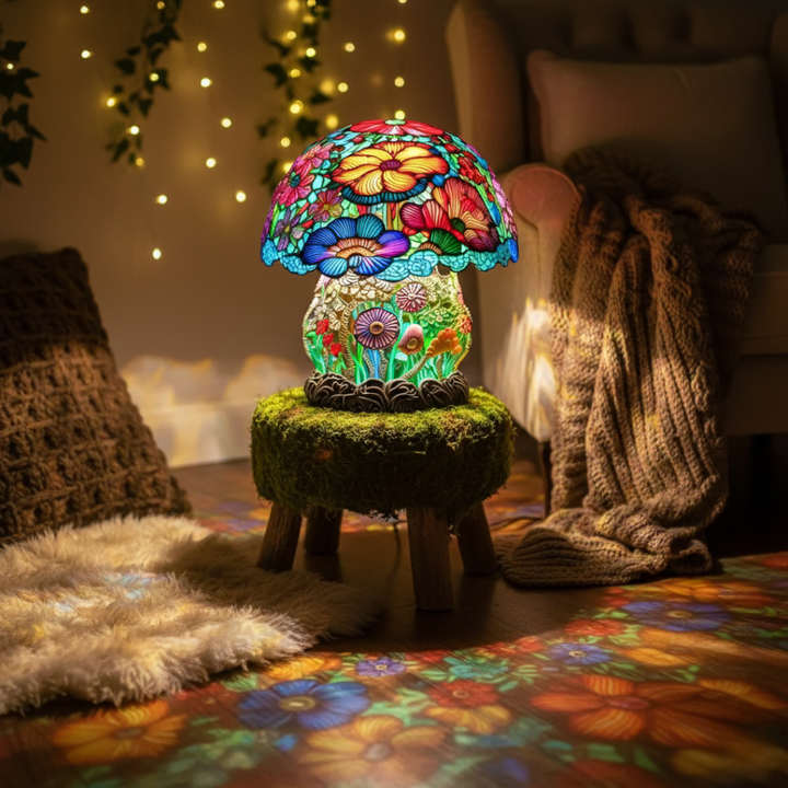 Lampa Grzybowa z Mrożonym Wykończeniem