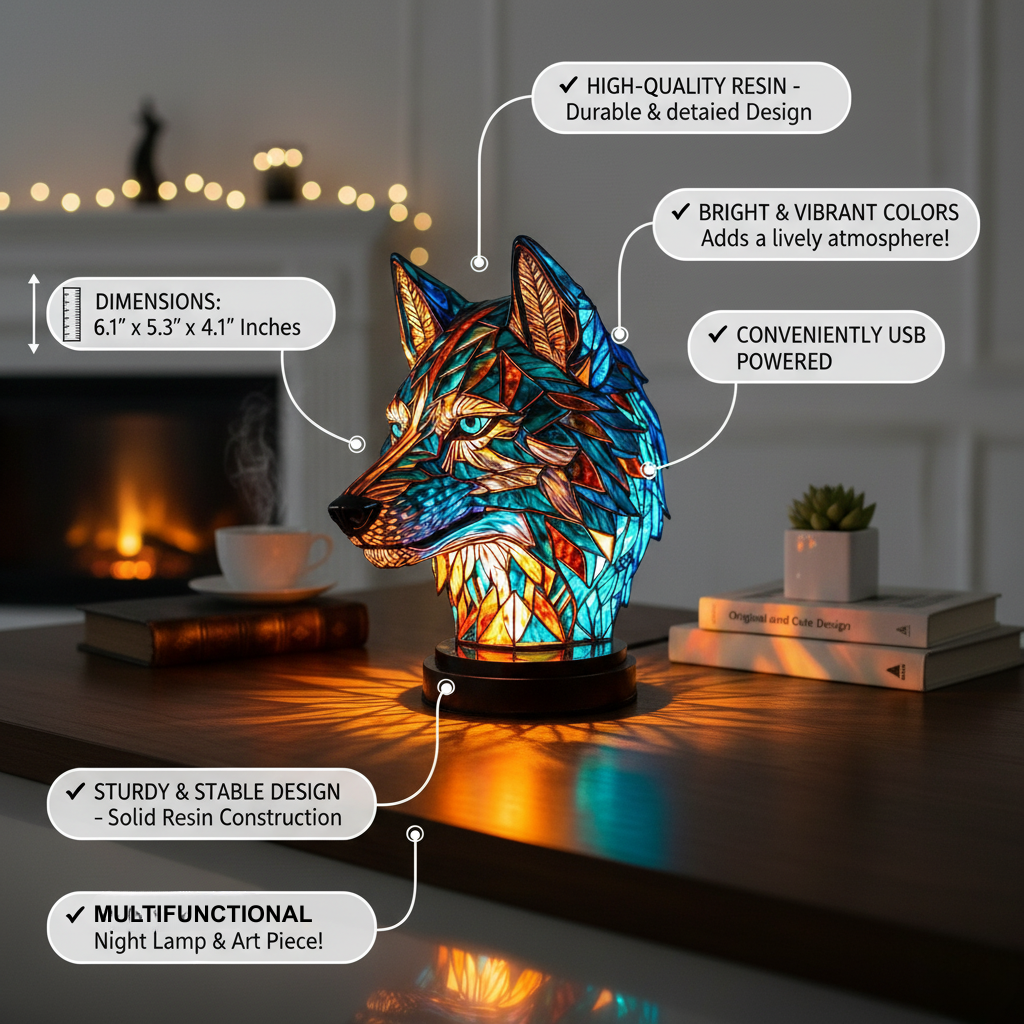 Lampa Bo w Kształcie Wilka