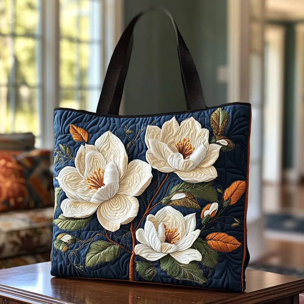 Torba na ramię z pikowanego materiału - Delikatna Magnolia