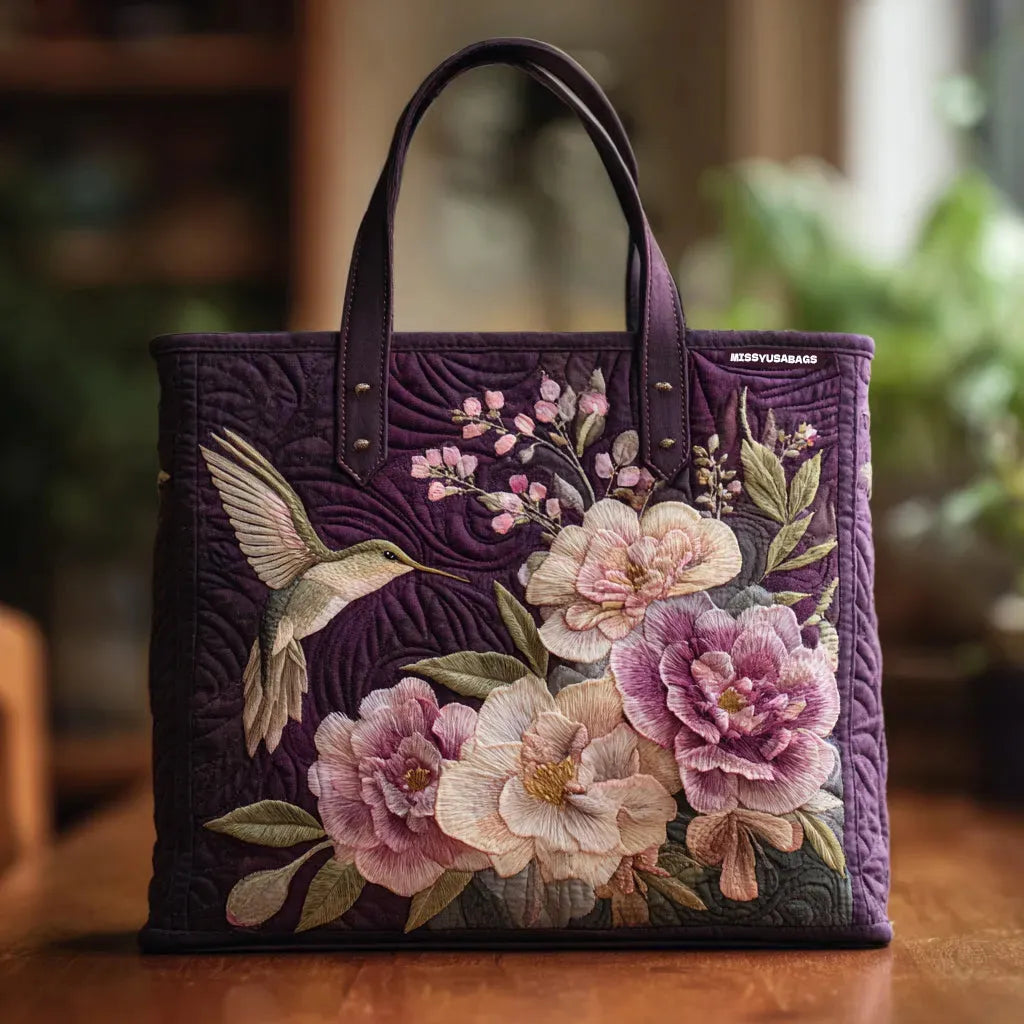 Torba Artystyczna Pikowana - Kolibry i Orchidee