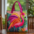 Torba tote pikowana - Tęczowy flaming