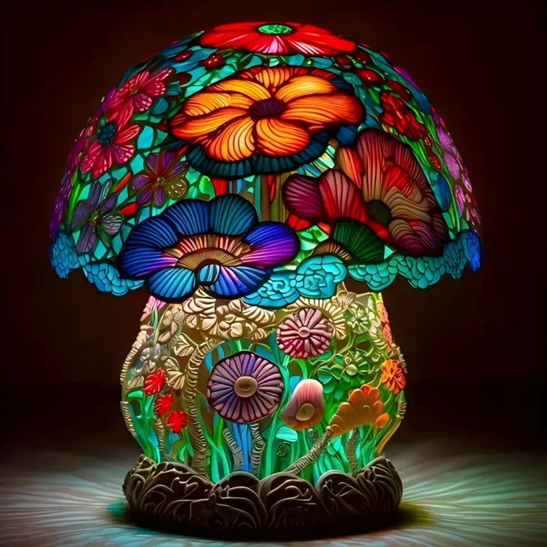Lampa Grzybowa z Mrożonym Wykończeniem