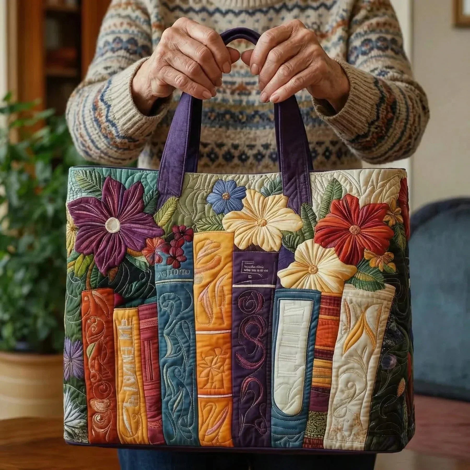Torba typu tote z pikowaniem - Dla miłośników książek
